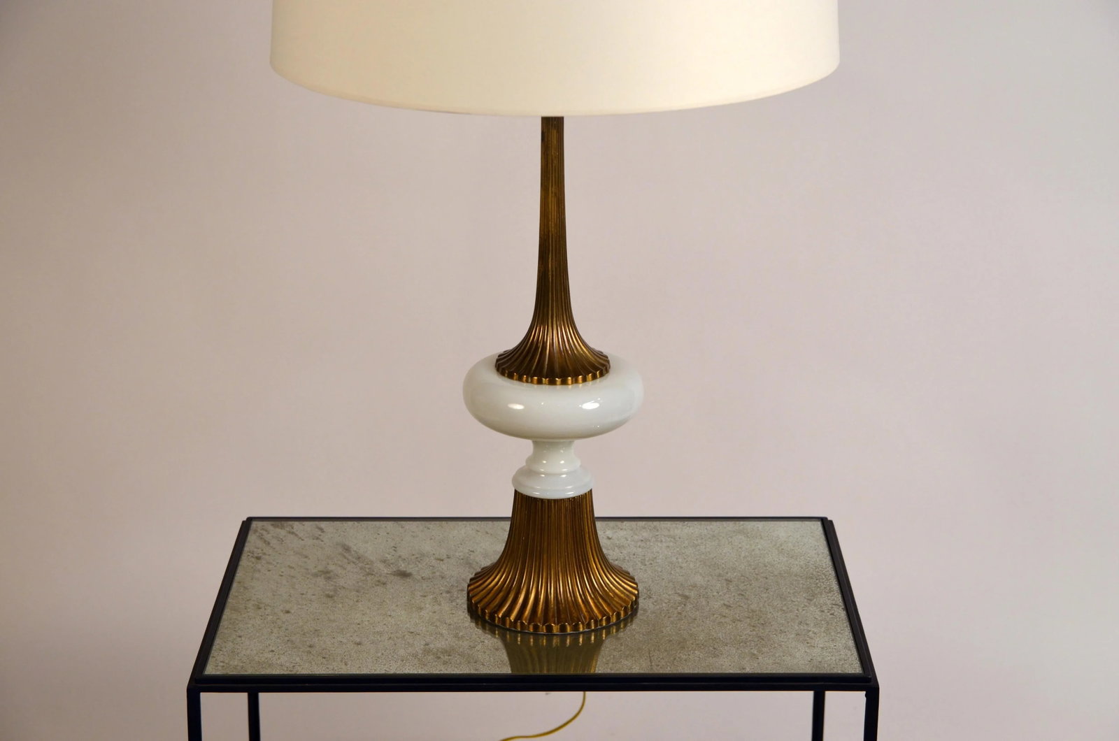 Gilt Bronze and Opaline Tassel Lamp in the Style of Tony Duquette - 5