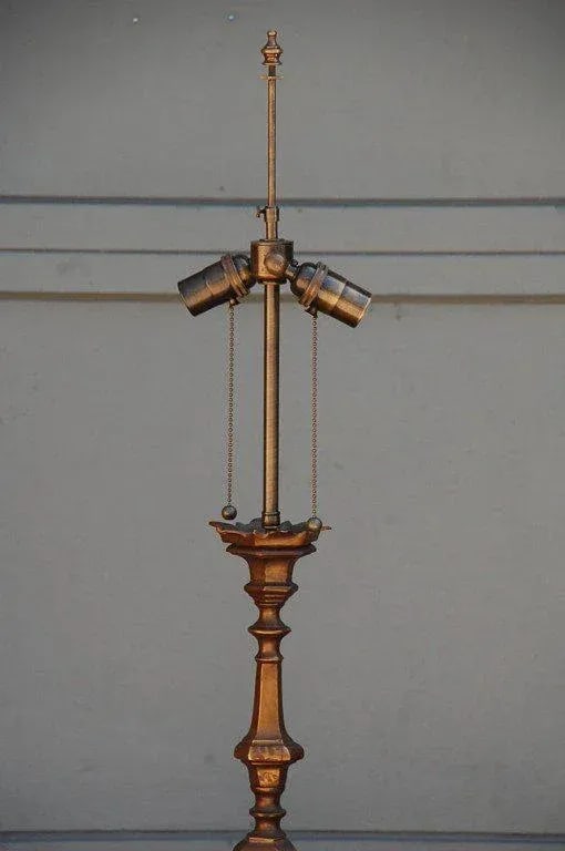 French Baroque Style Gilt Bronze Candlestick Lamp - 3
