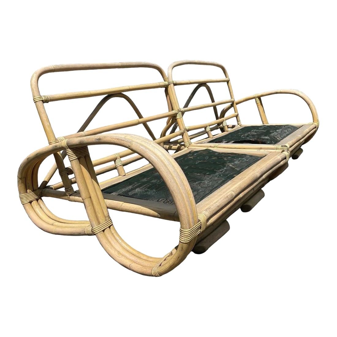 Vintage Paul Frankl Style Rattan Pretzel Sofa (1 of 7)