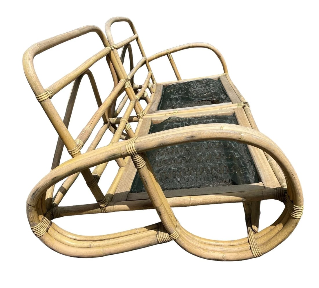 Vintage Paul Frankl Style Rattan Pretzel Sofa - 2