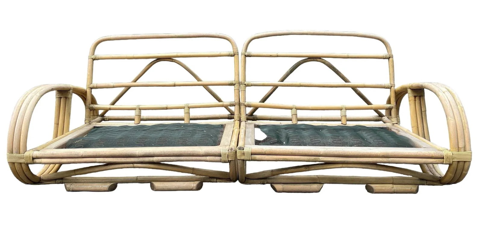 Vintage Paul Frankl Style Rattan Pretzel Sofa - 5
