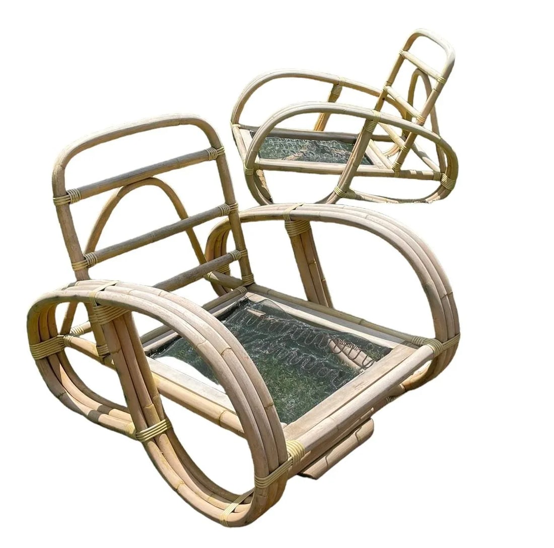 Vintage Paul Frankl Style Rattan Pretzel Sofa - 6