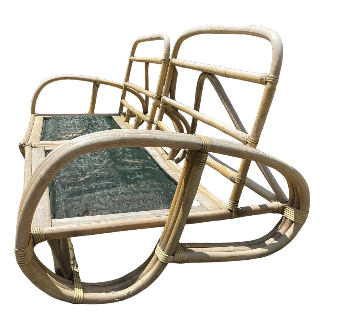 Vintage Paul Frankl Style Rattan Pretzel Sofa - 7