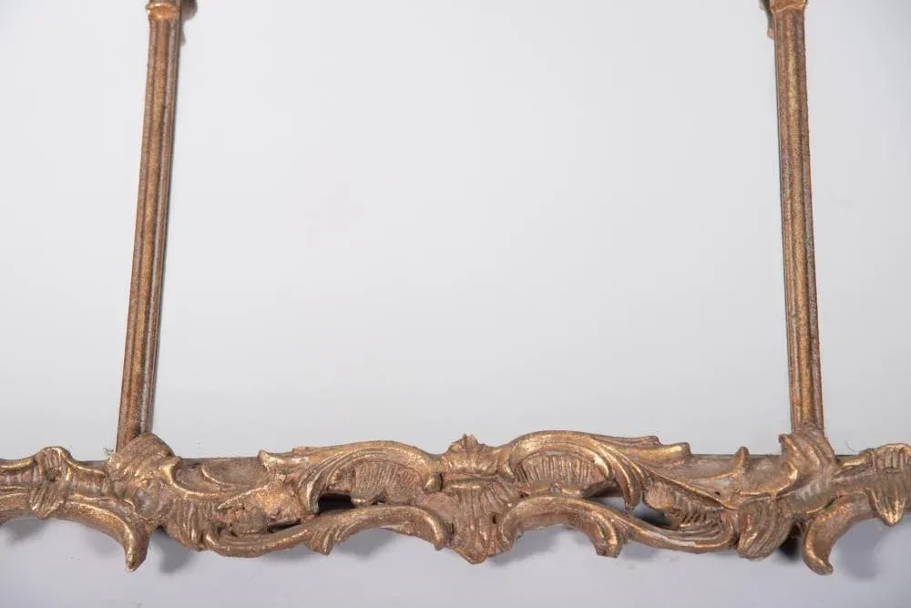1960s Chinese Chippendale Style Pagoda Gold Leaf Metal Mirror - 3