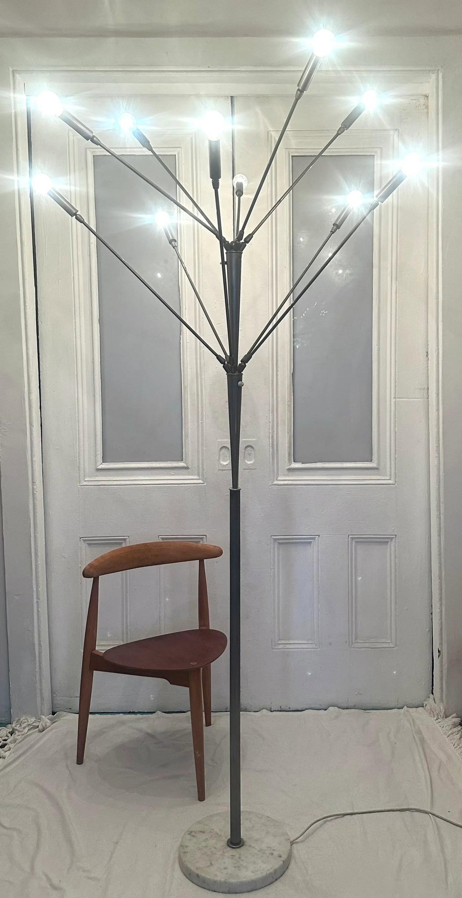 1950s Sputnik Floor Lamp With Marble Base Mid-Century Modern Italian Stilnovo - 5
