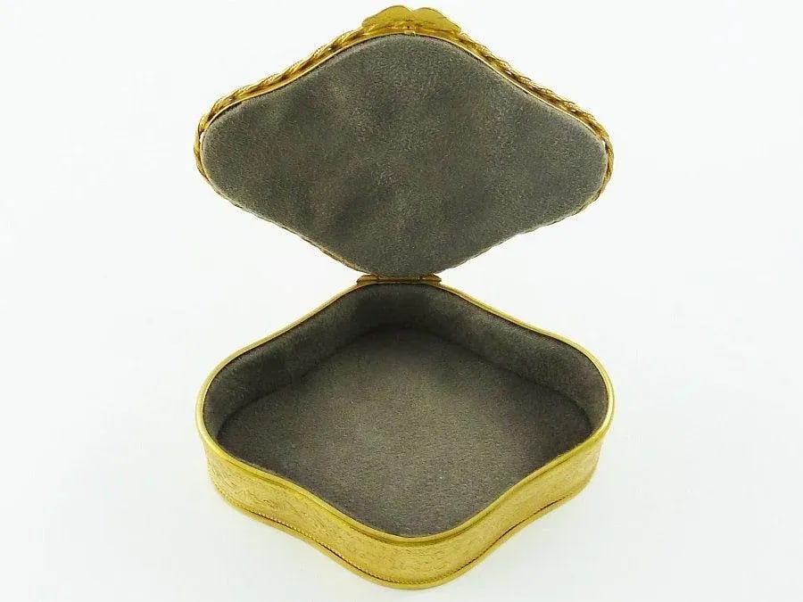 Antique French Dore Bronze Dresser Box With Signed Miniature Portrait / Napoleon III / Serpentine Sh - 7