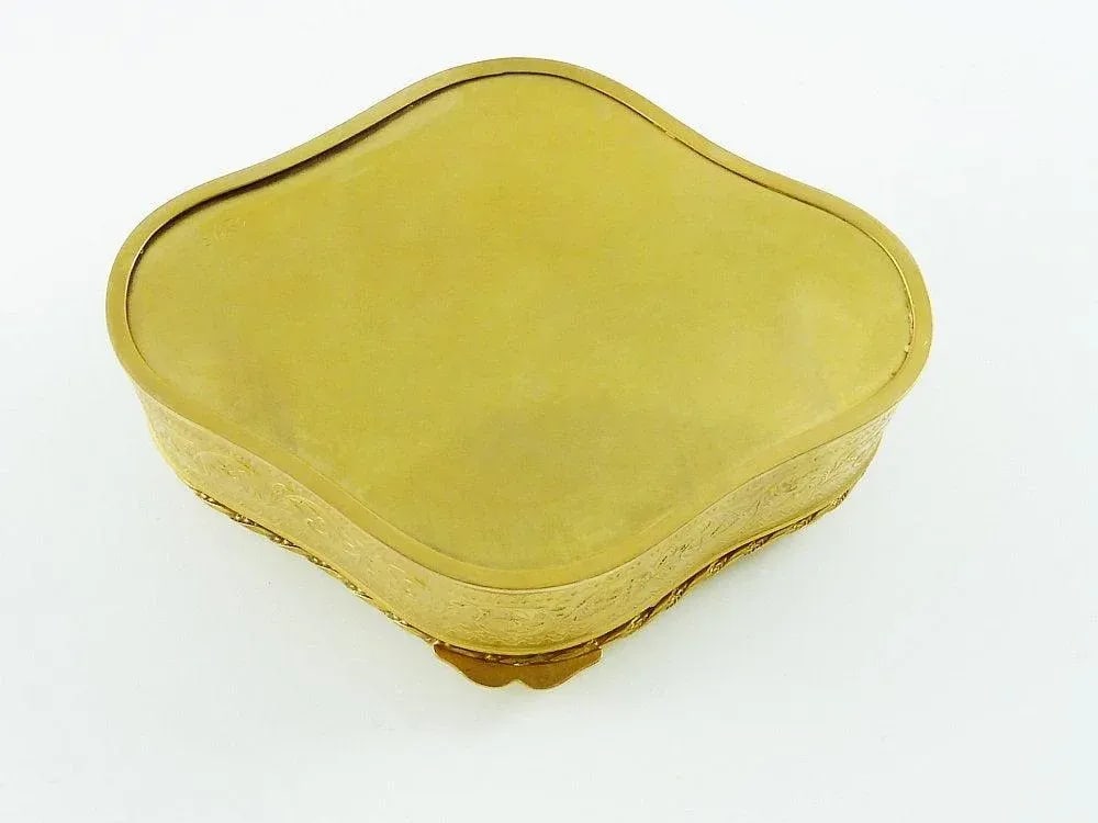 Antique French Dore Bronze Dresser Box With Signed Miniature Portrait / Napoleon III / Serpentine Sh - 8