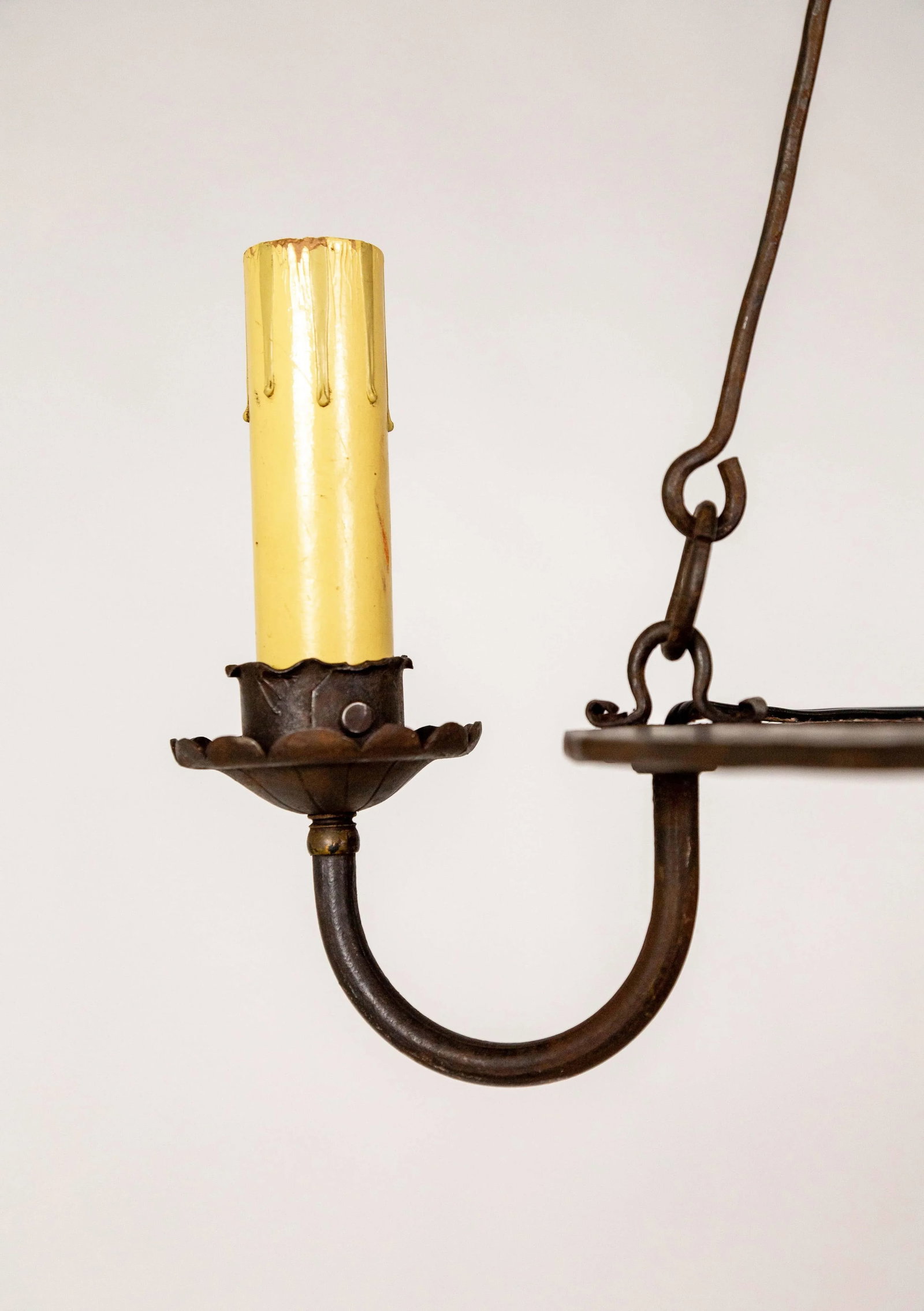 Early 20th Century Rustic Iron 3-Light Ring Chandelier - 5