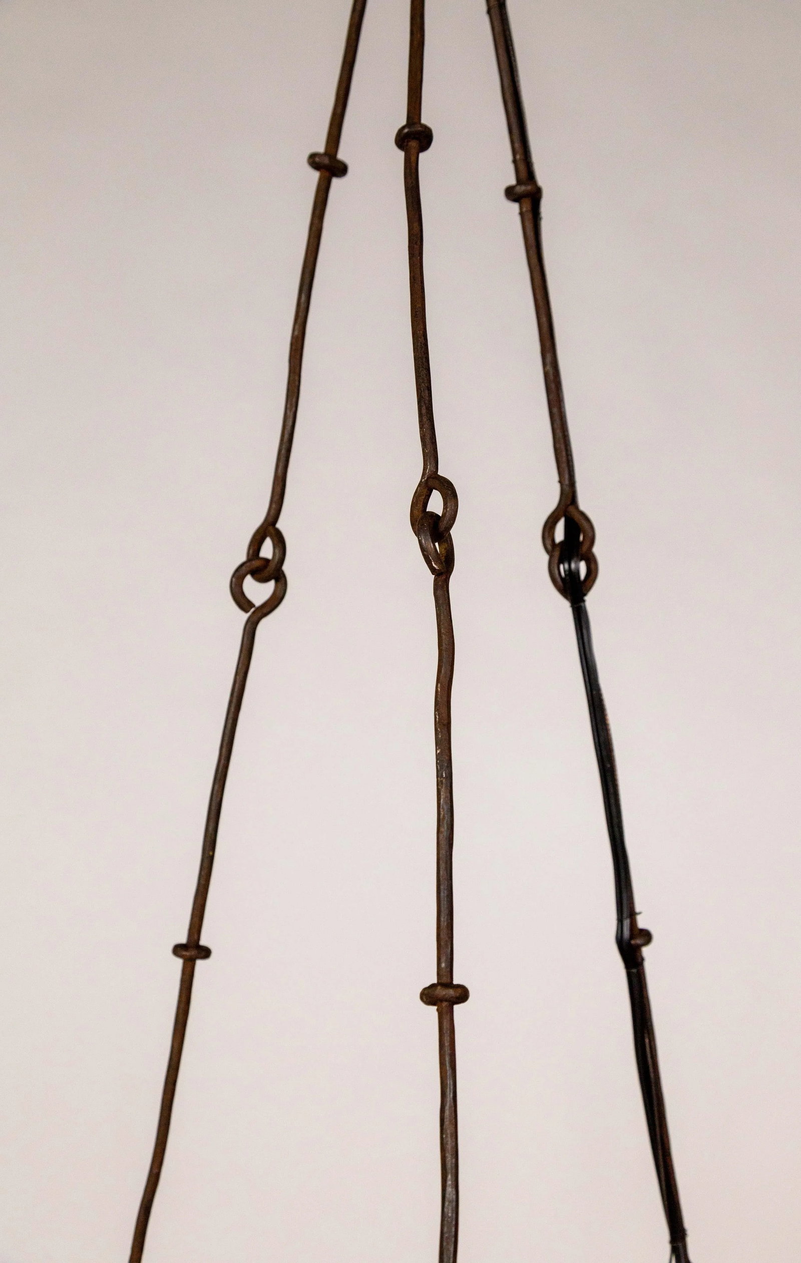 Early 20th Century Rustic Iron 3-Light Ring Chandelier - 8