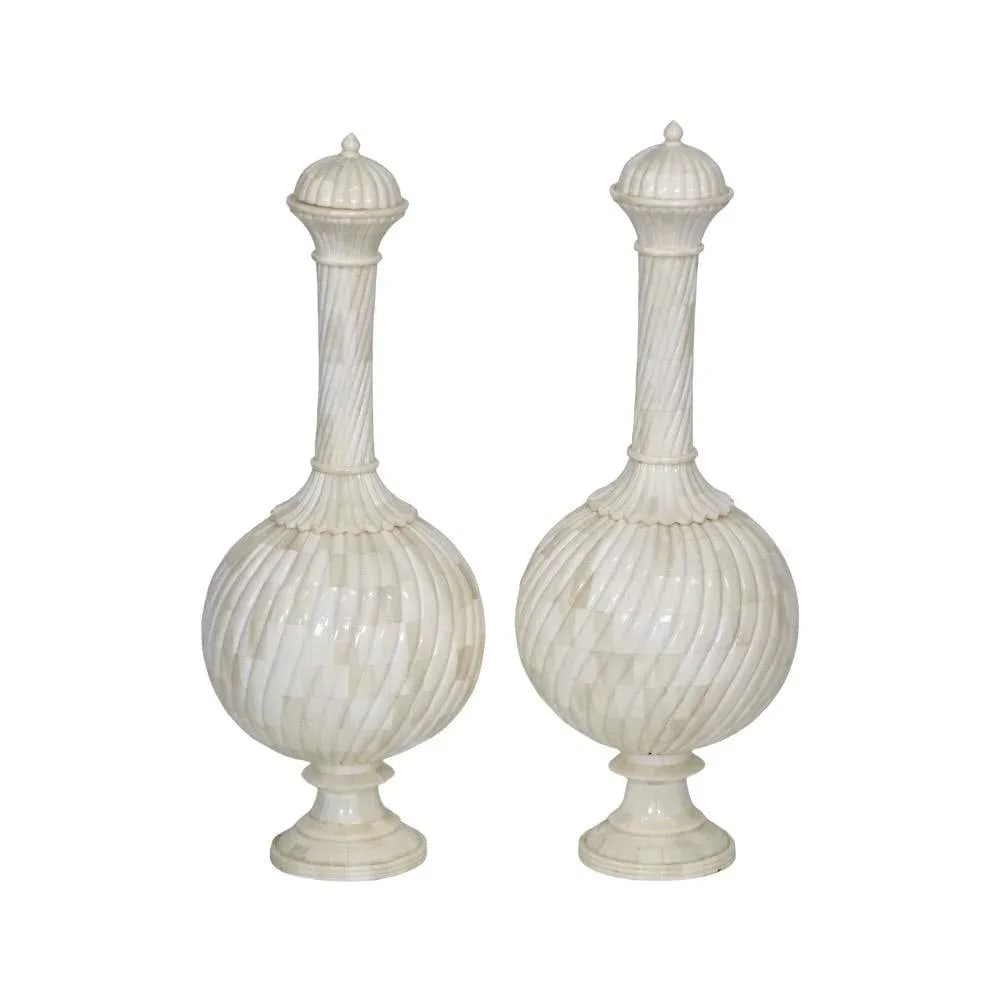 Indian Bone Inlay Mughal Bottles- Set of Two - 3