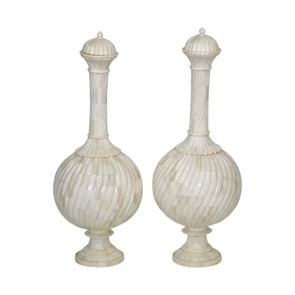 Indian Bone Inlay Mughal Bottles- Set of Two - 6