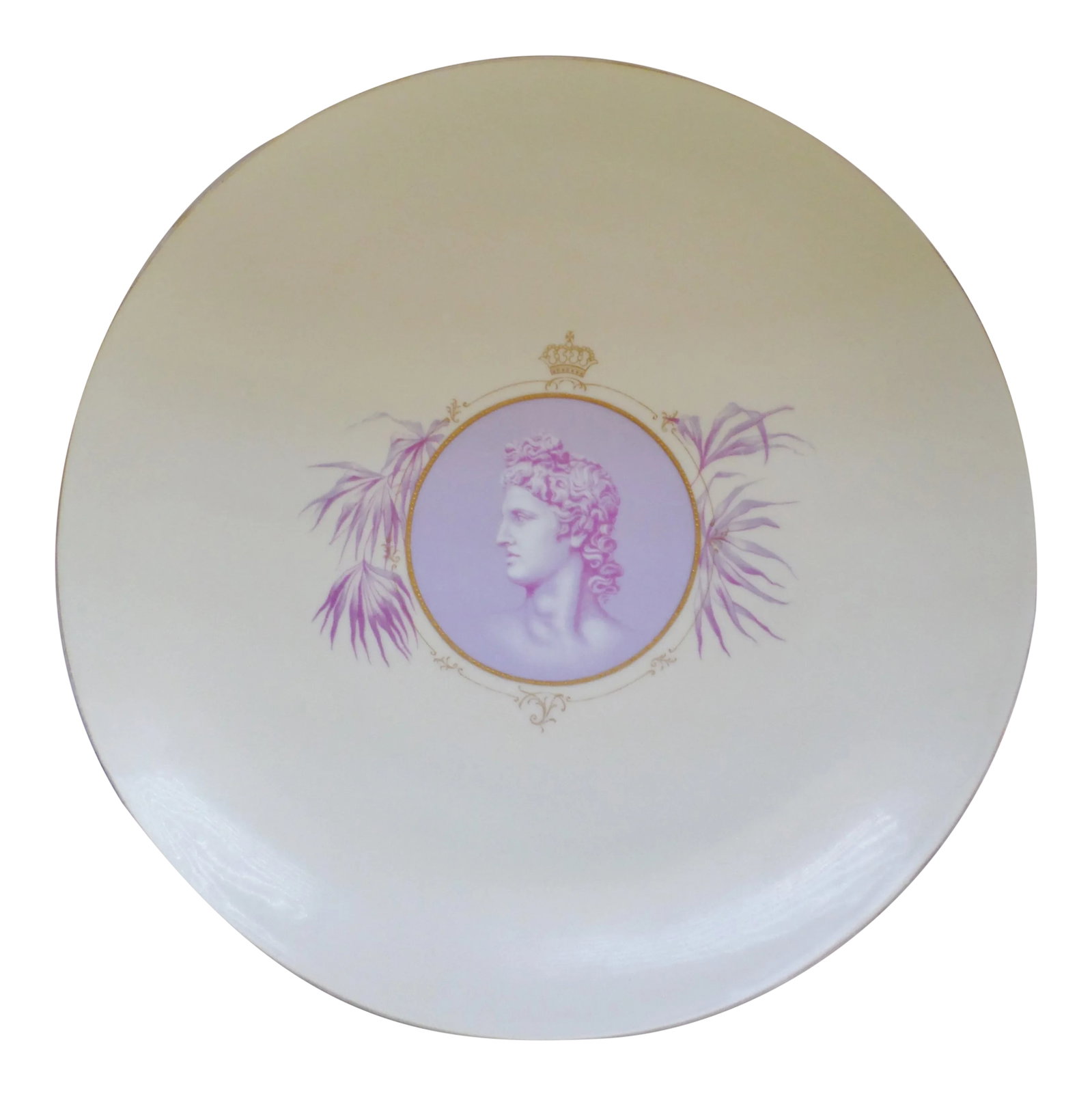Antique Rosenthal Hugh Rc Monbijou Cameo Germany Decorative Plate / Charger: This is a Antique German RC Rosenthal Monbijou Cameo Decorative Plate / Charger that is a Rare Hugh Size 15" Across which Features a Gorgeous Greek God Design and is in Wonderful Antique Condition