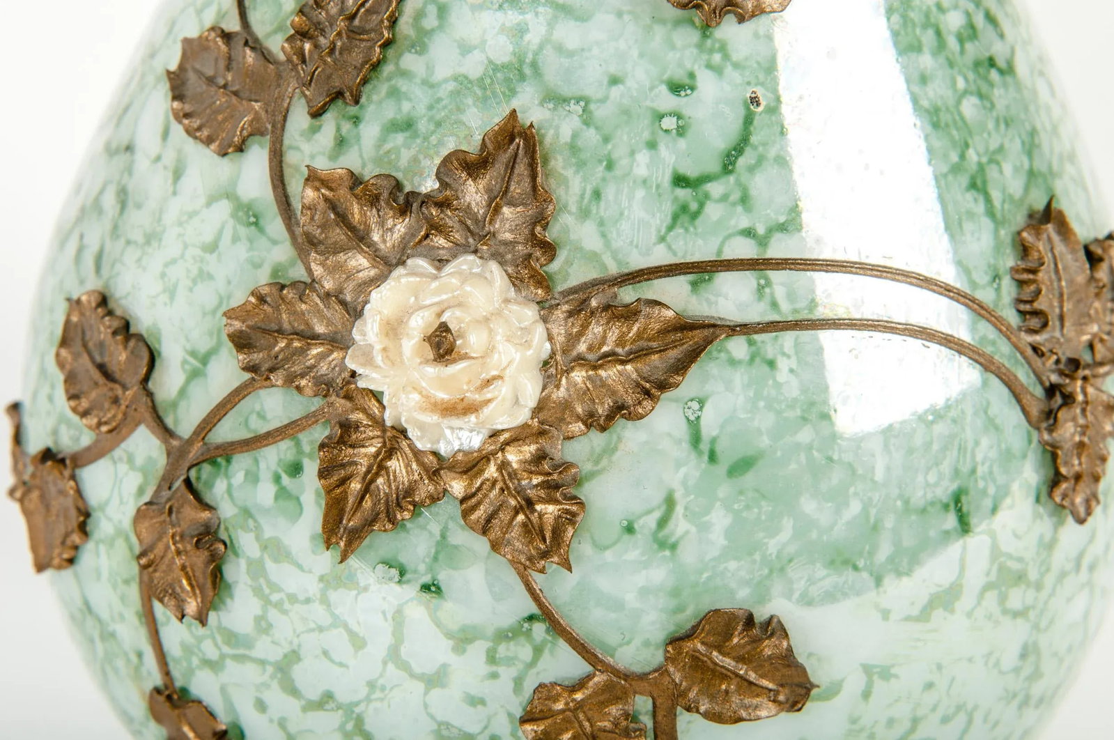 Antique French Art Glass Floral Design Vase - 2