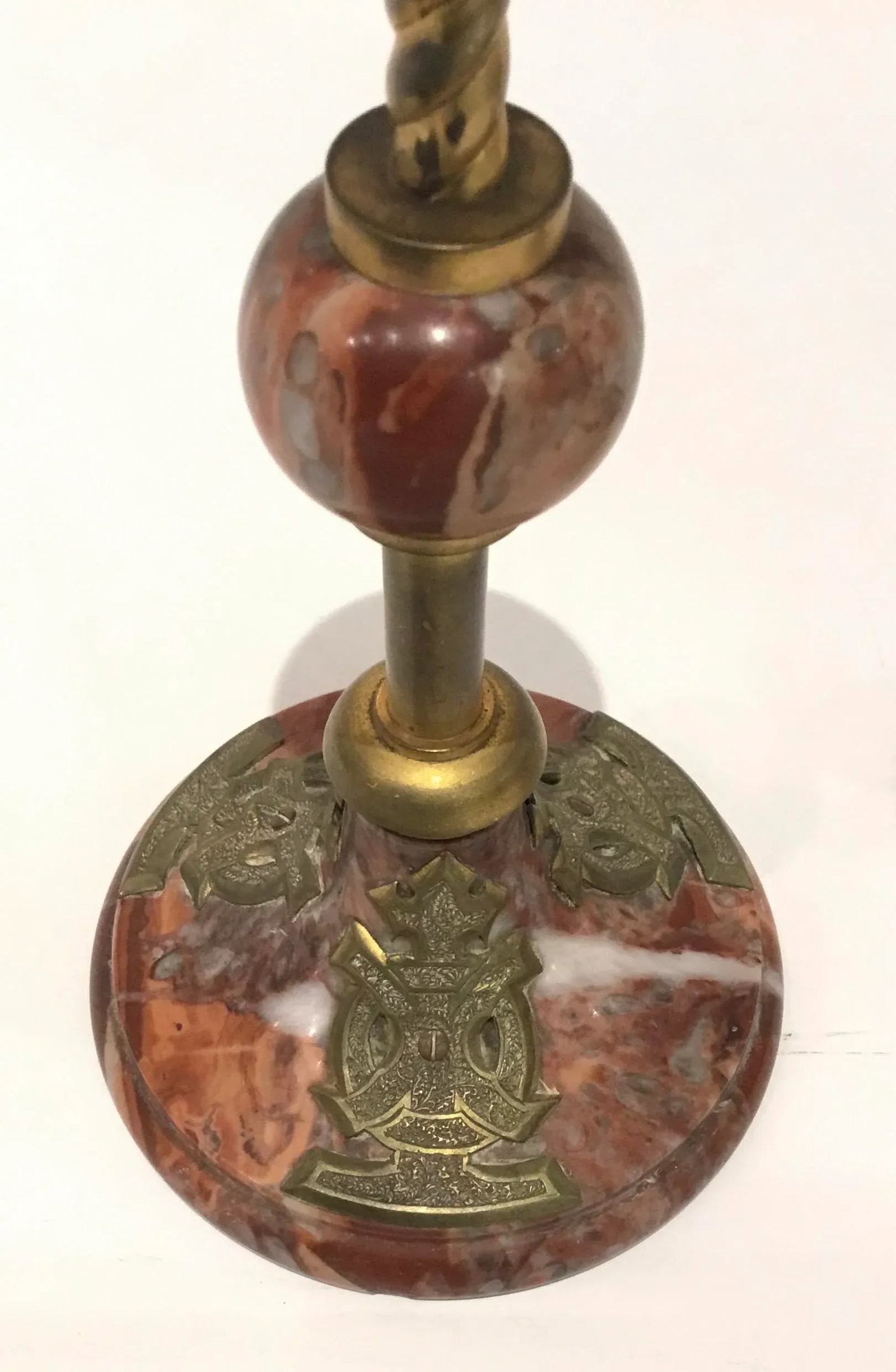 1920s Art Deco Antique Marble and Brass Candlesticks - a Pair - 3