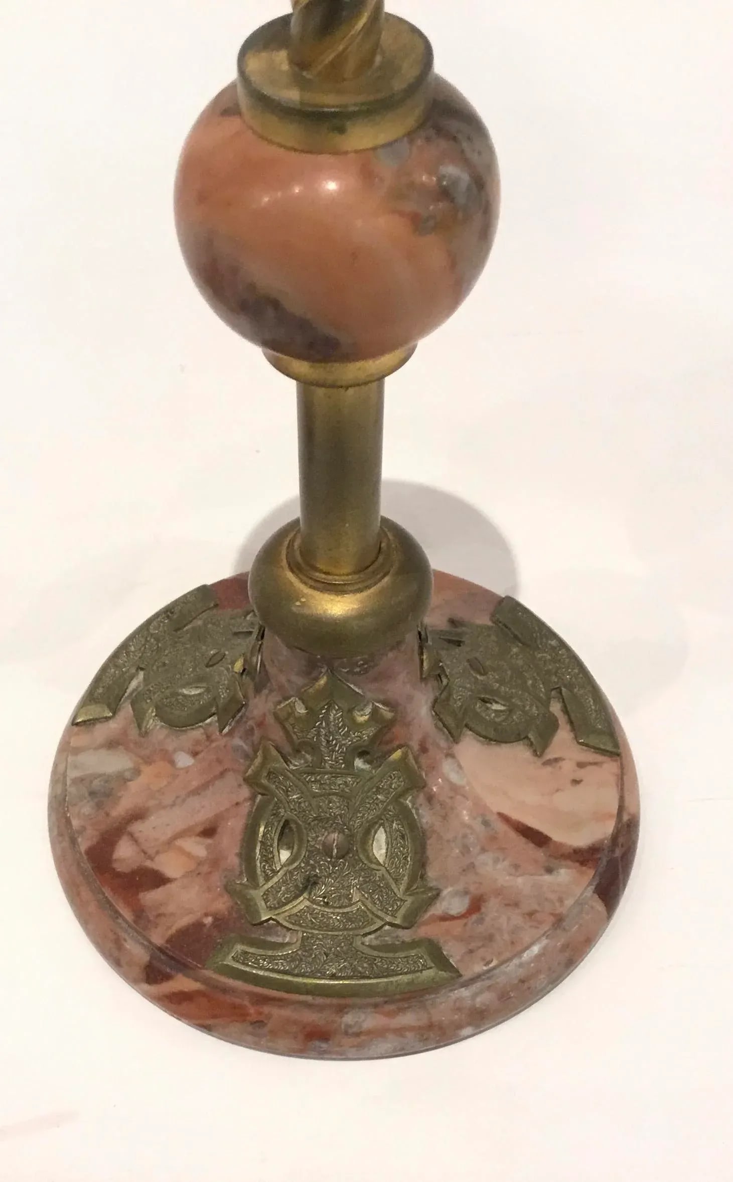 1920s Art Deco Antique Marble and Brass Candlesticks - a Pair - 4