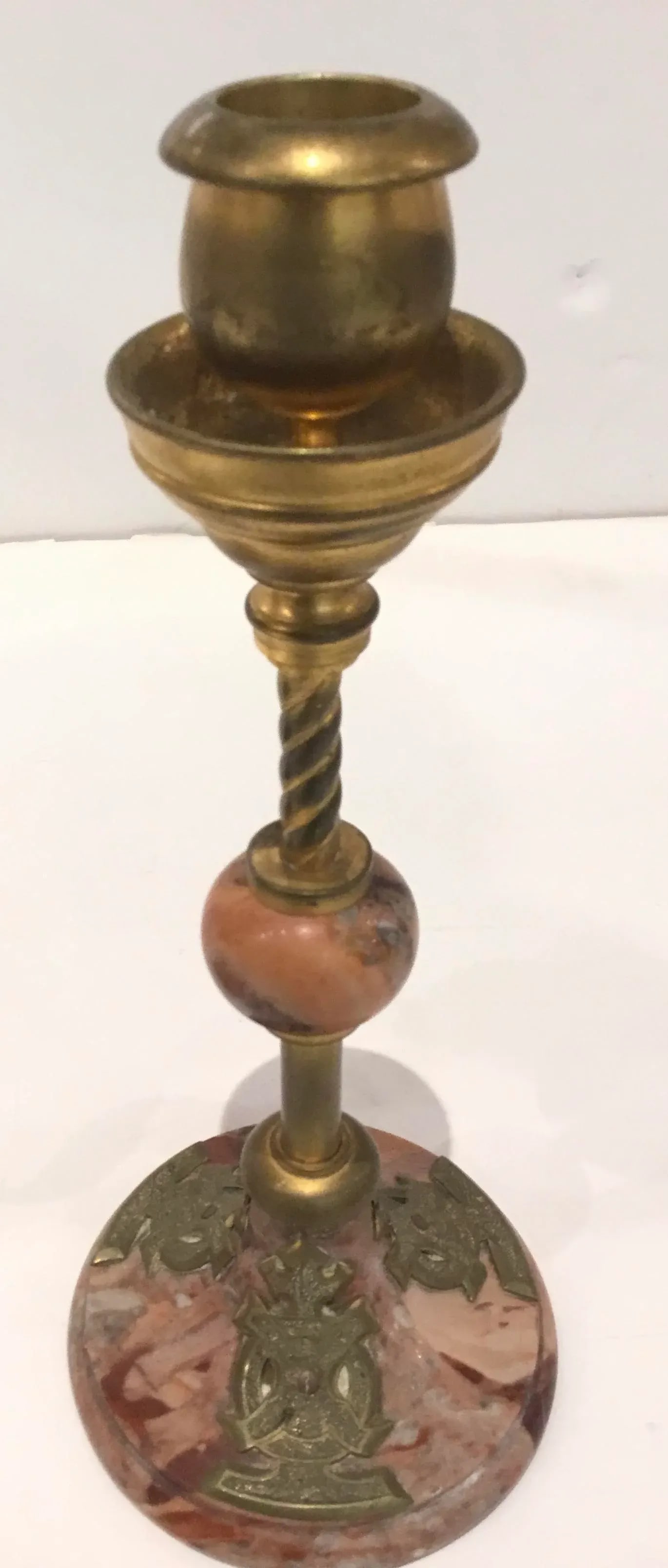 1920s Art Deco Antique Marble and Brass Candlesticks - a Pair - 5