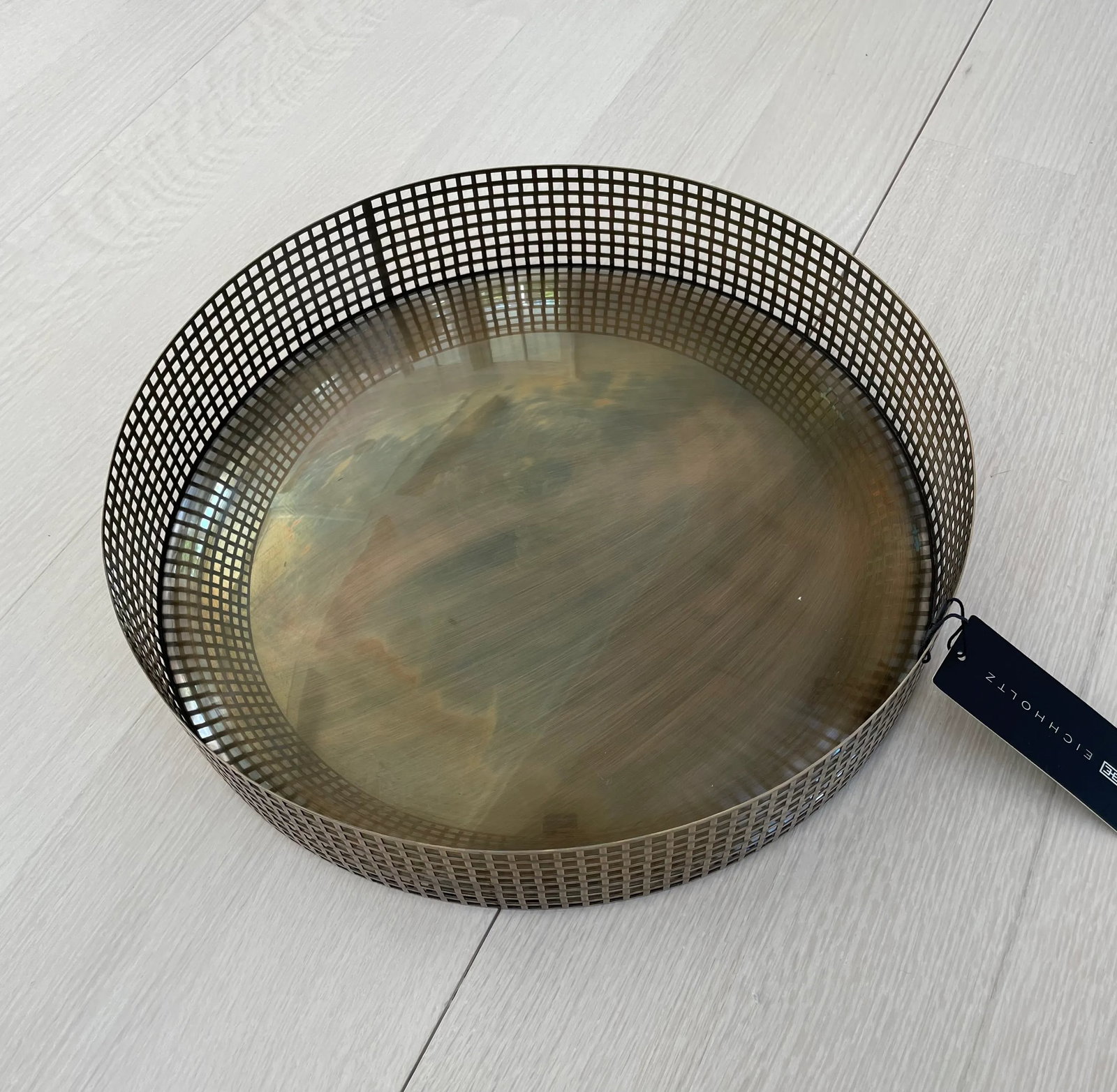 Eichholtz Large Metal Bowl Sterling Tray in Vintage Aged Brass Finish - 5