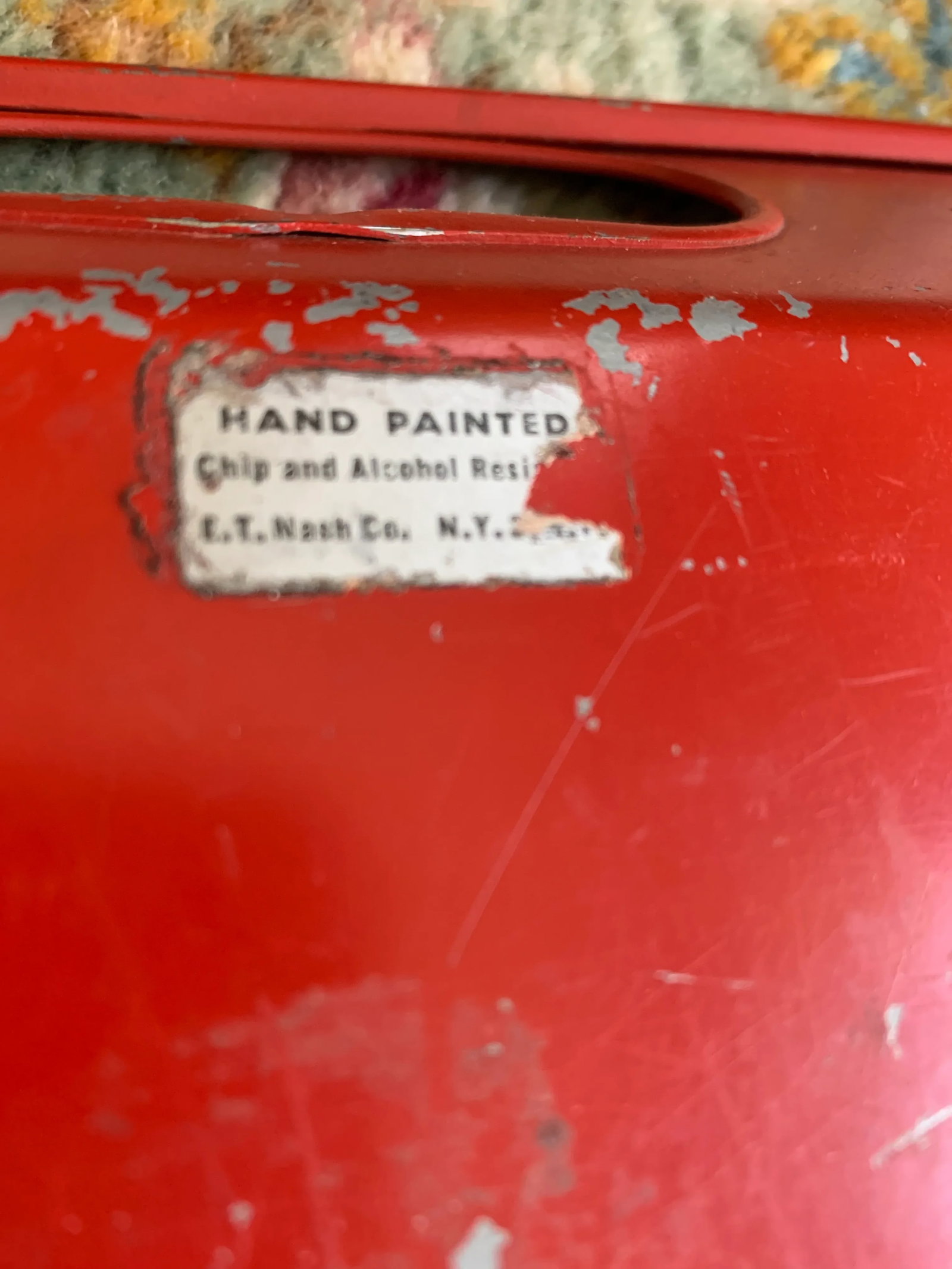 Vintage Red Hand Painted Chinoiserie Tole Tray - 11