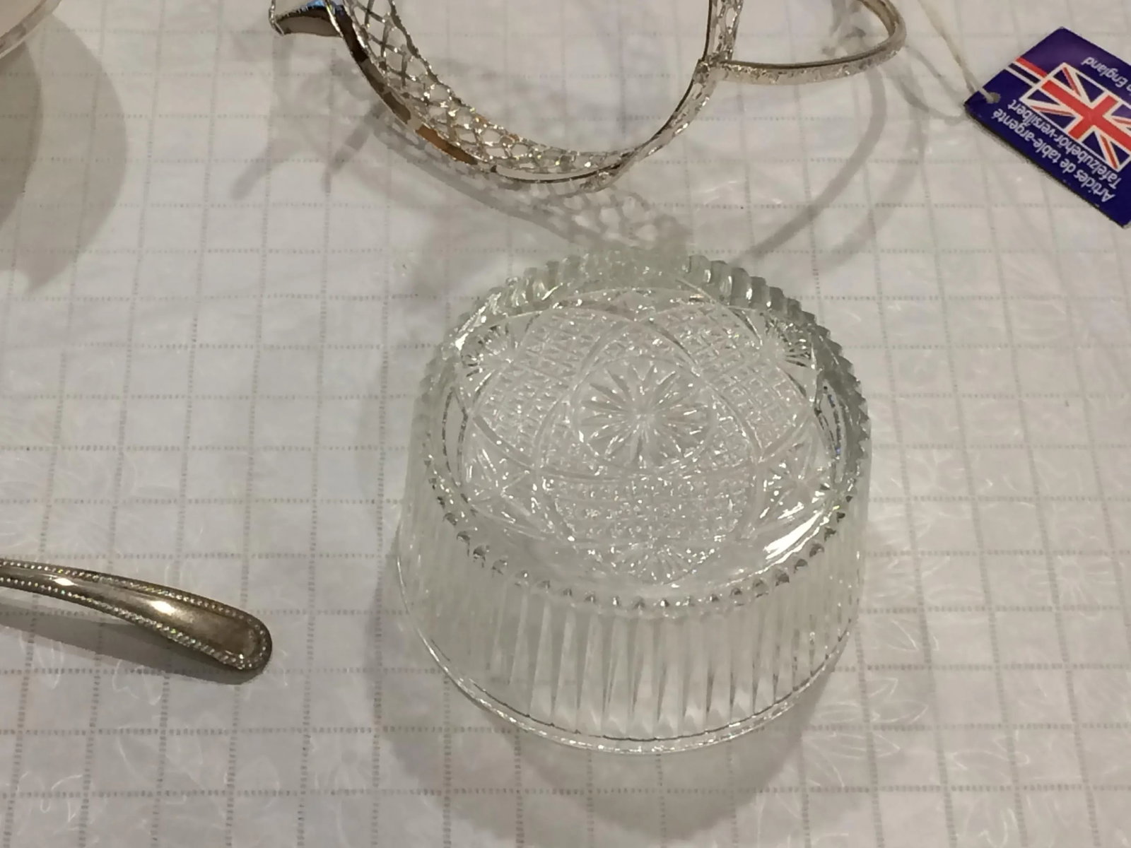 Vintage Mayell & Co Queen Anne Silver Plated Tableware Glass Bowl Caddy With Spoon and Original Box - 8
