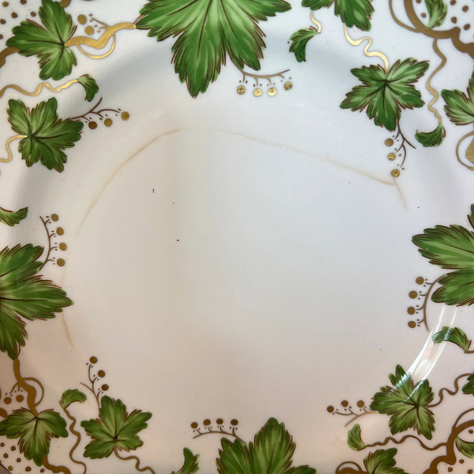 1940s Royal Chelsea Maple Leaf Bone China in Green & Gold - Set of 9 - 12