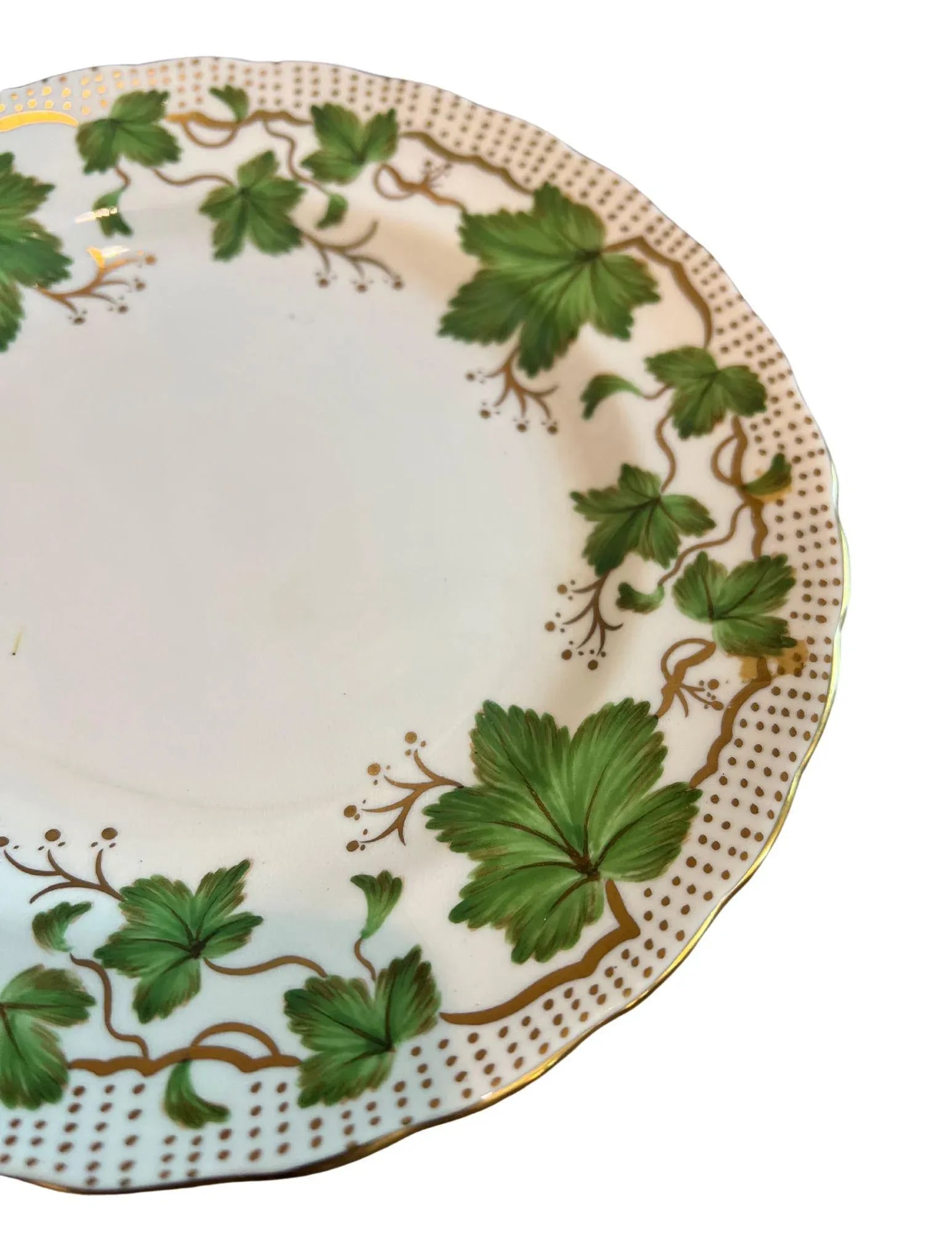 1940s Royal Chelsea Maple Leaf Bone China in Green & Gold - Set of 9 - 8
