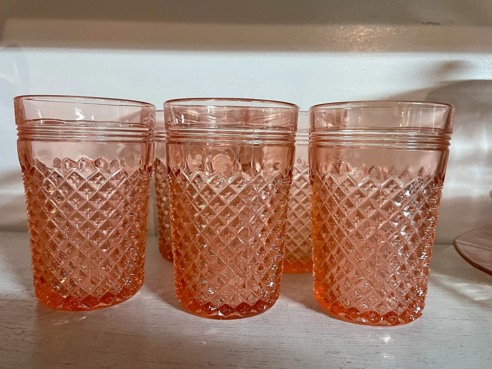 1930s Miss America Depression Glass and Pitcher Set- 6 Pieces - 8