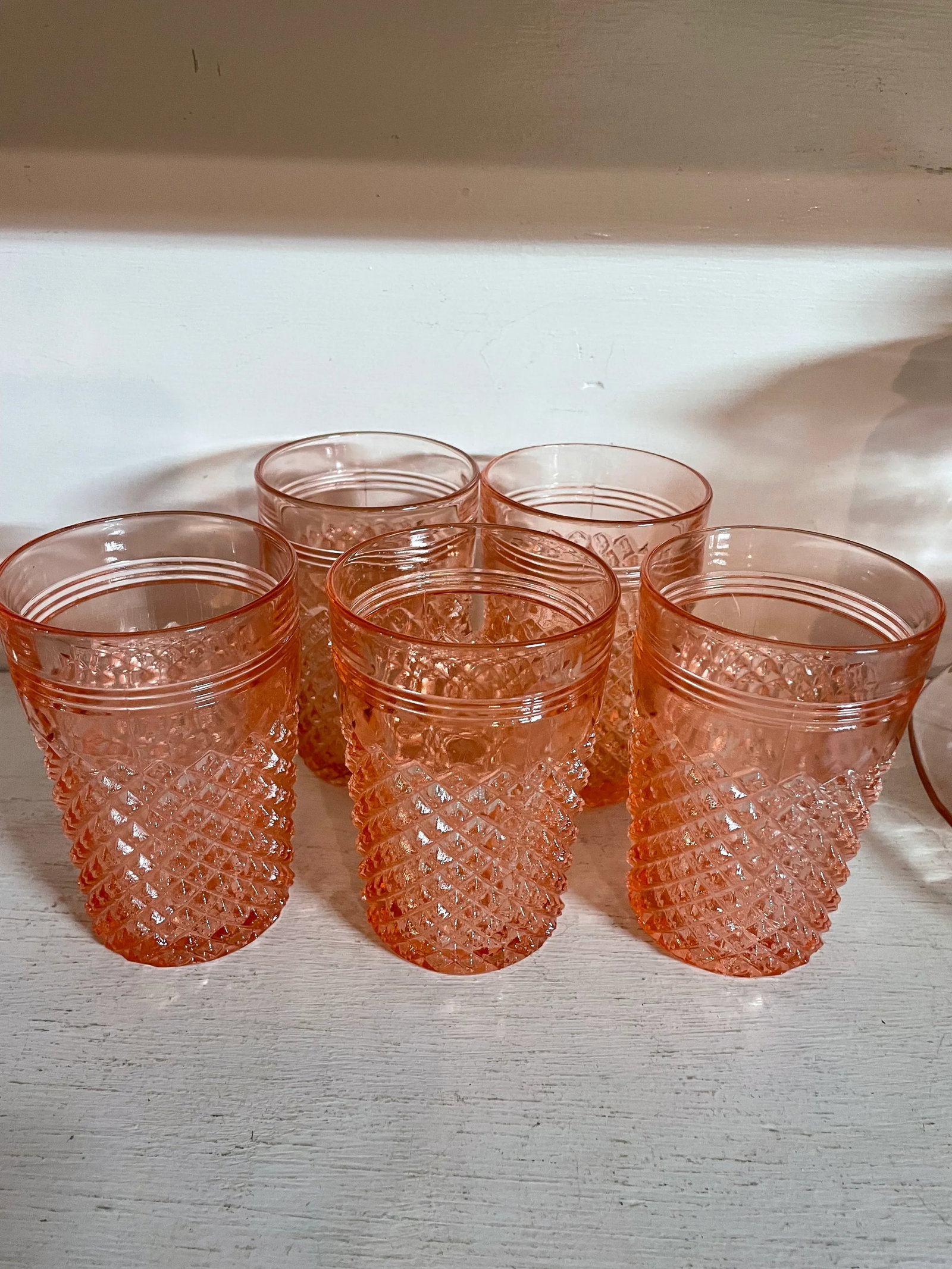 1930s Miss America Depression Glass and Pitcher Set- 6 Pieces - 9