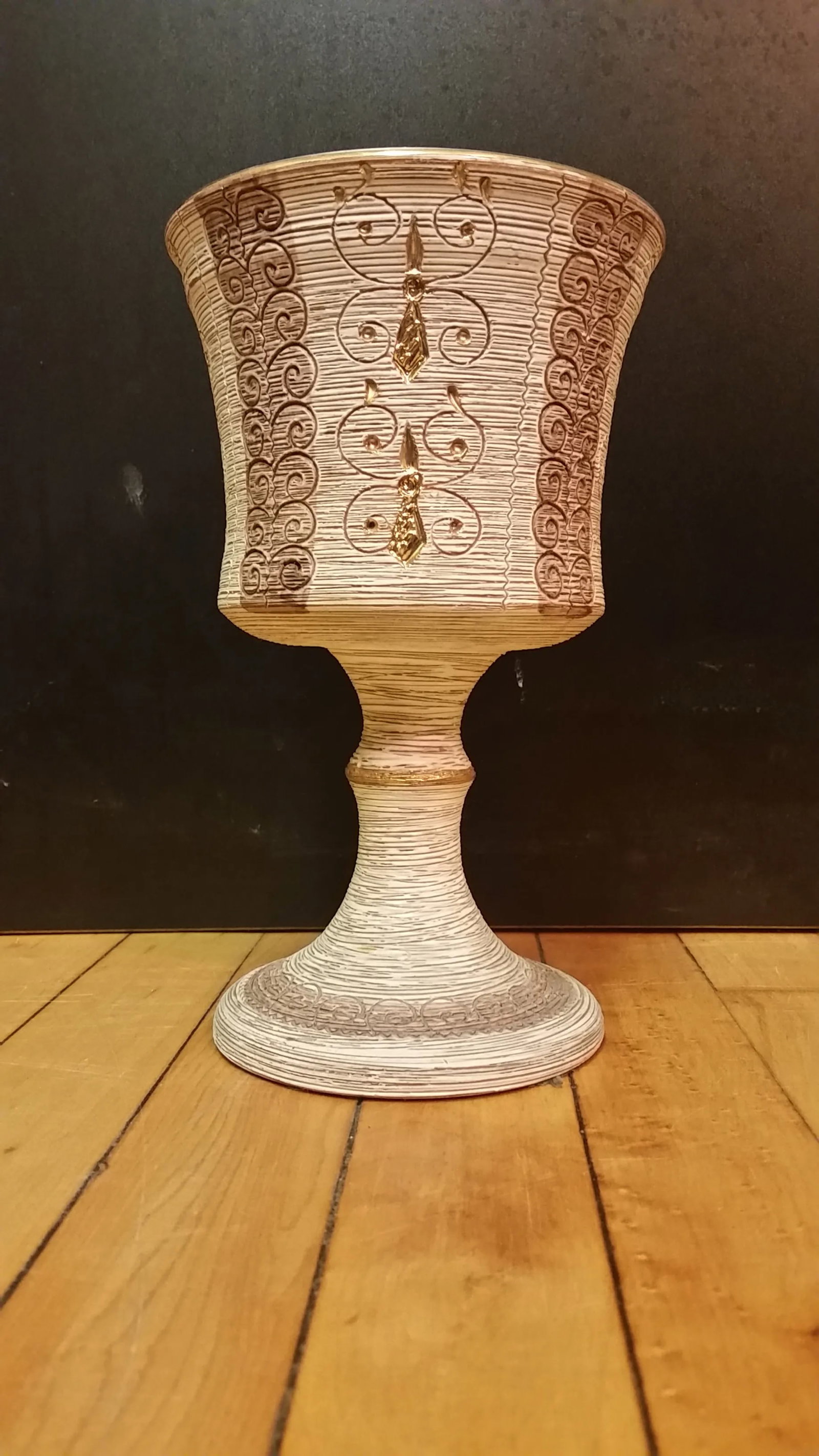 Vintage Fratelli Fanciullacci Italy Sgraffito Chalice Planter - 7