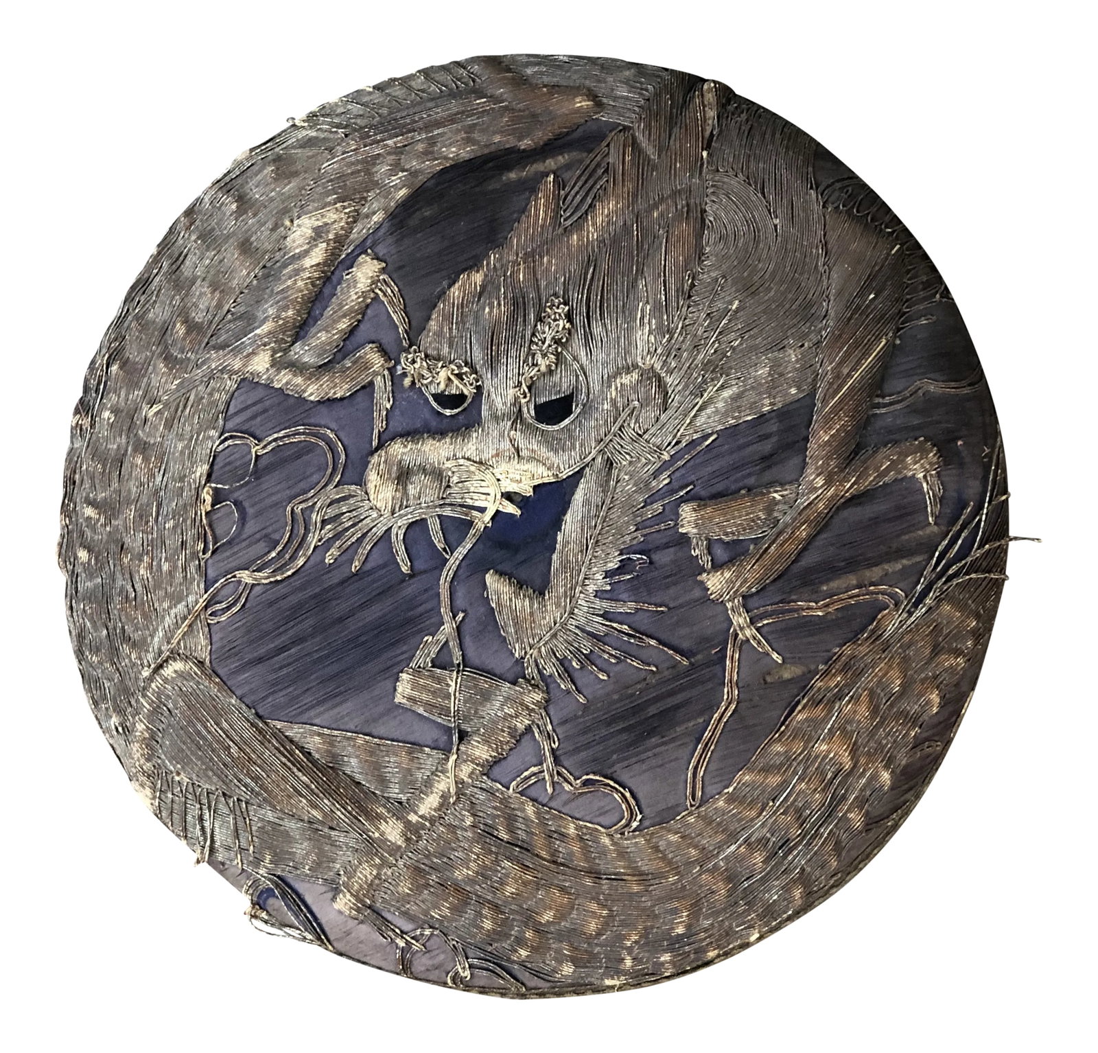 Antique Japanese Metallic Gold Thread Dragon Lacquer Box (1 of 11)
