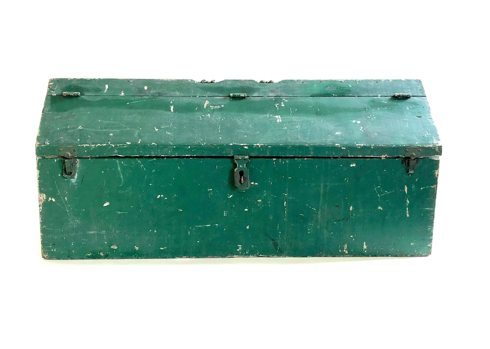 Vintage Rustic Painted Green Wood Tool Box - 10