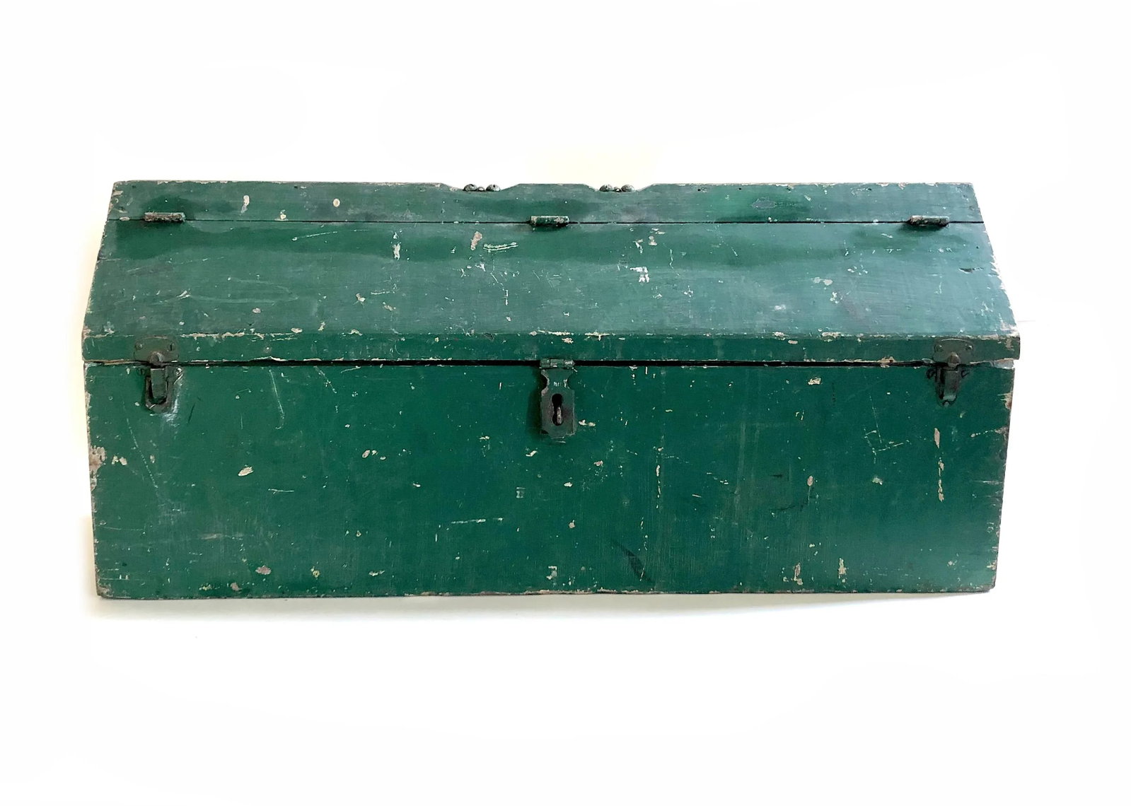 Vintage Rustic Painted Green Wood Tool Box - 3