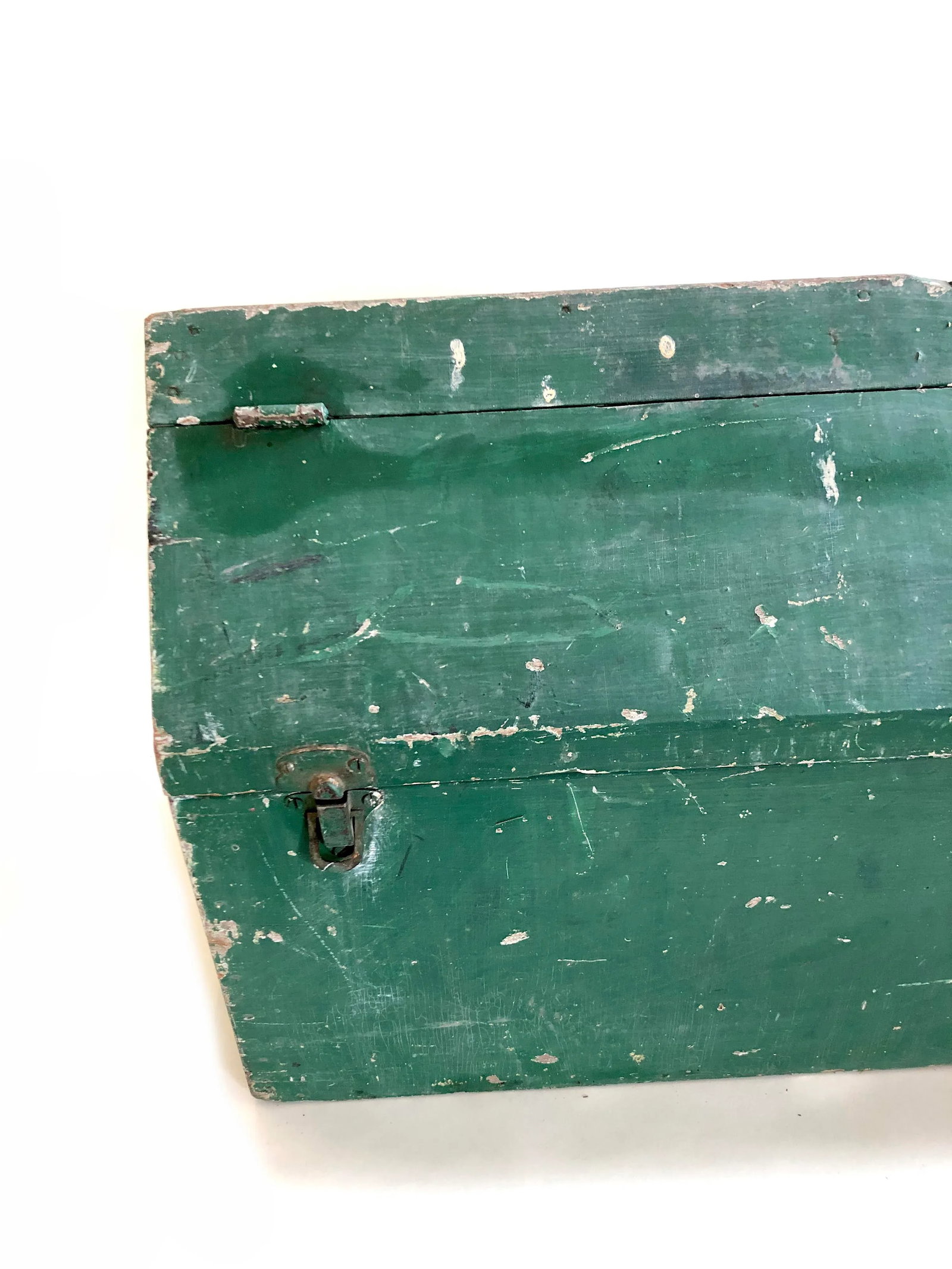 Vintage Rustic Painted Green Wood Tool Box - 5