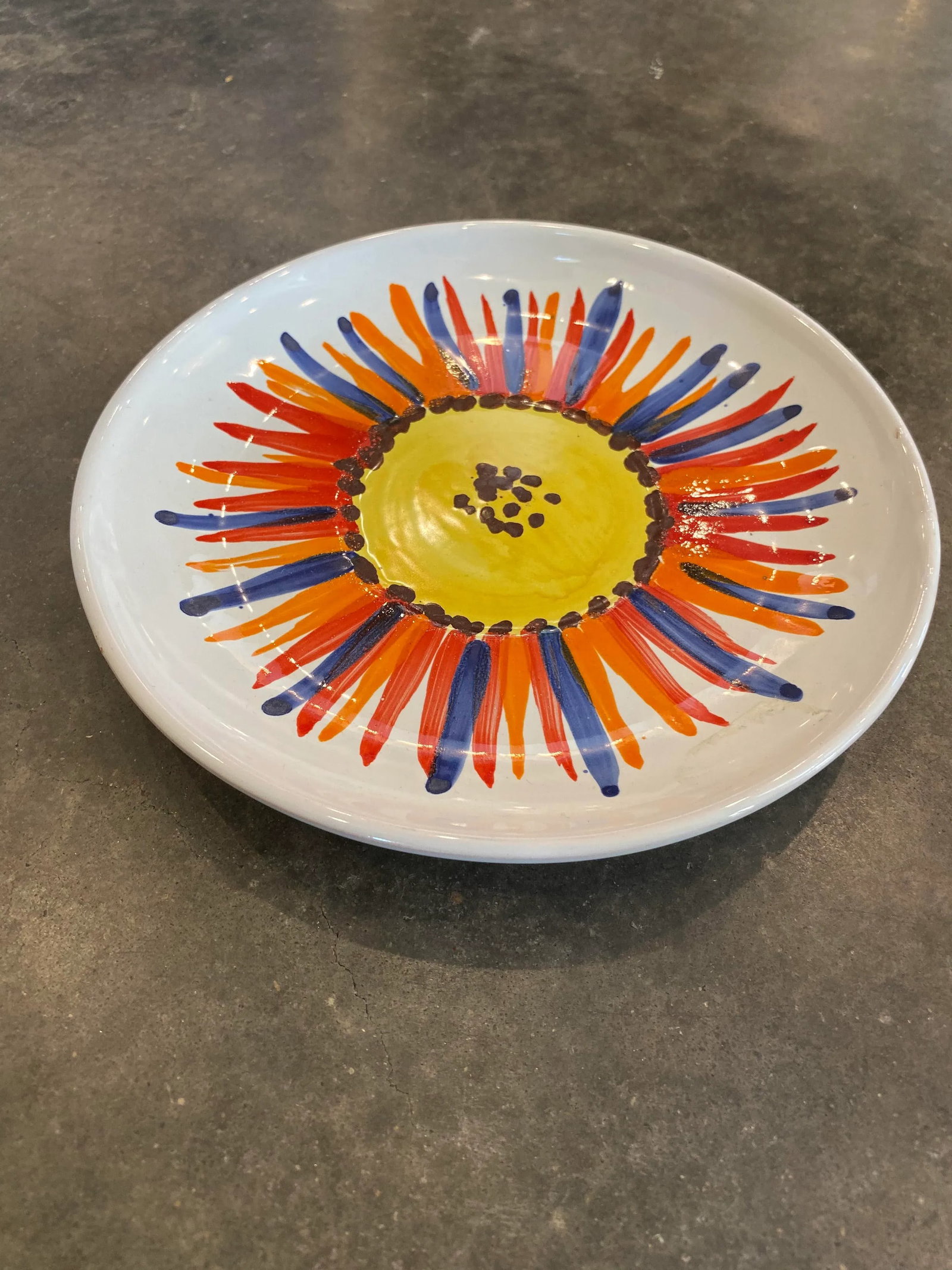 Vintage Mid Century Italian Floral Pottery Plate - 2