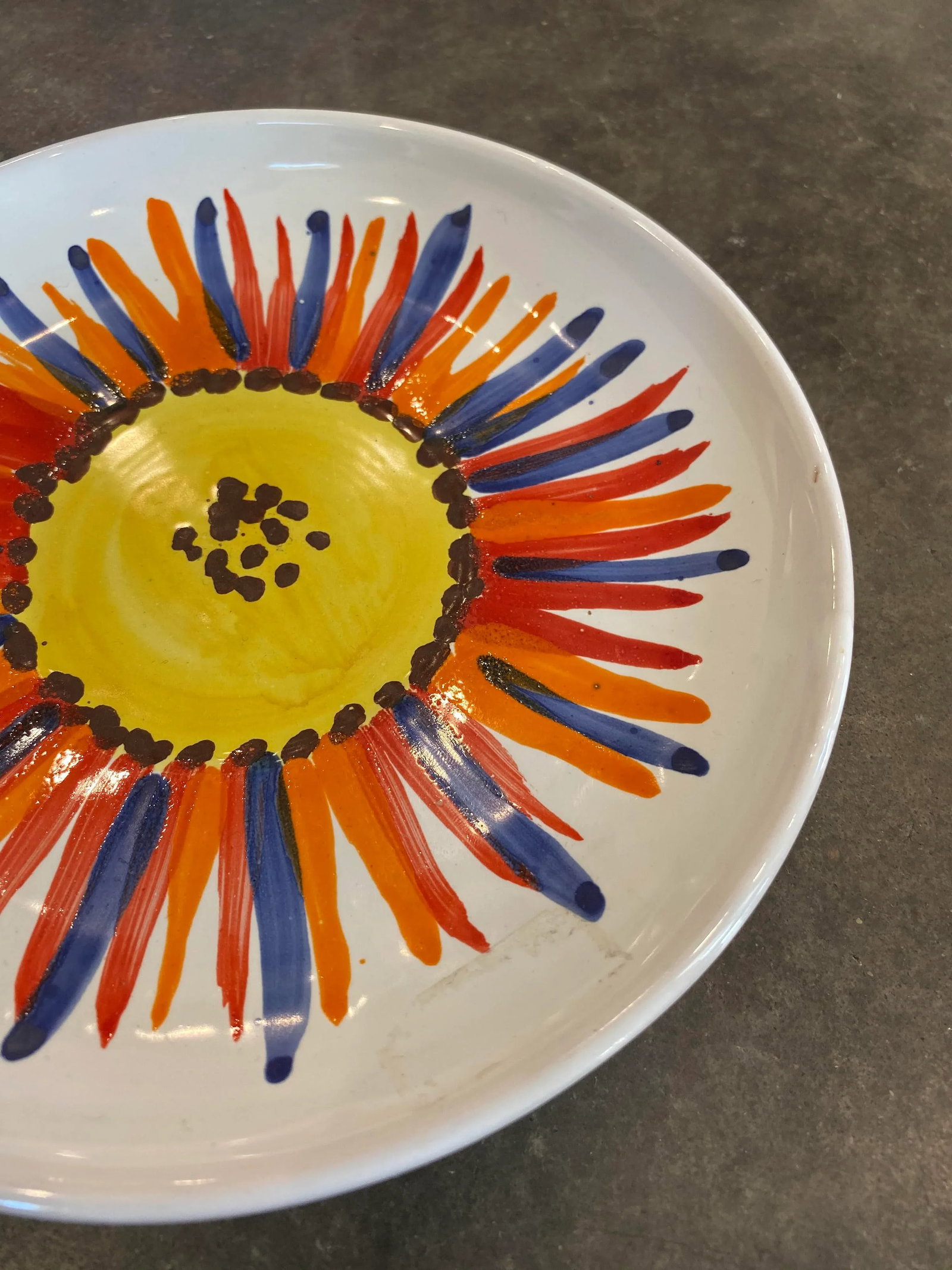 Vintage Mid Century Italian Floral Pottery Plate - 3