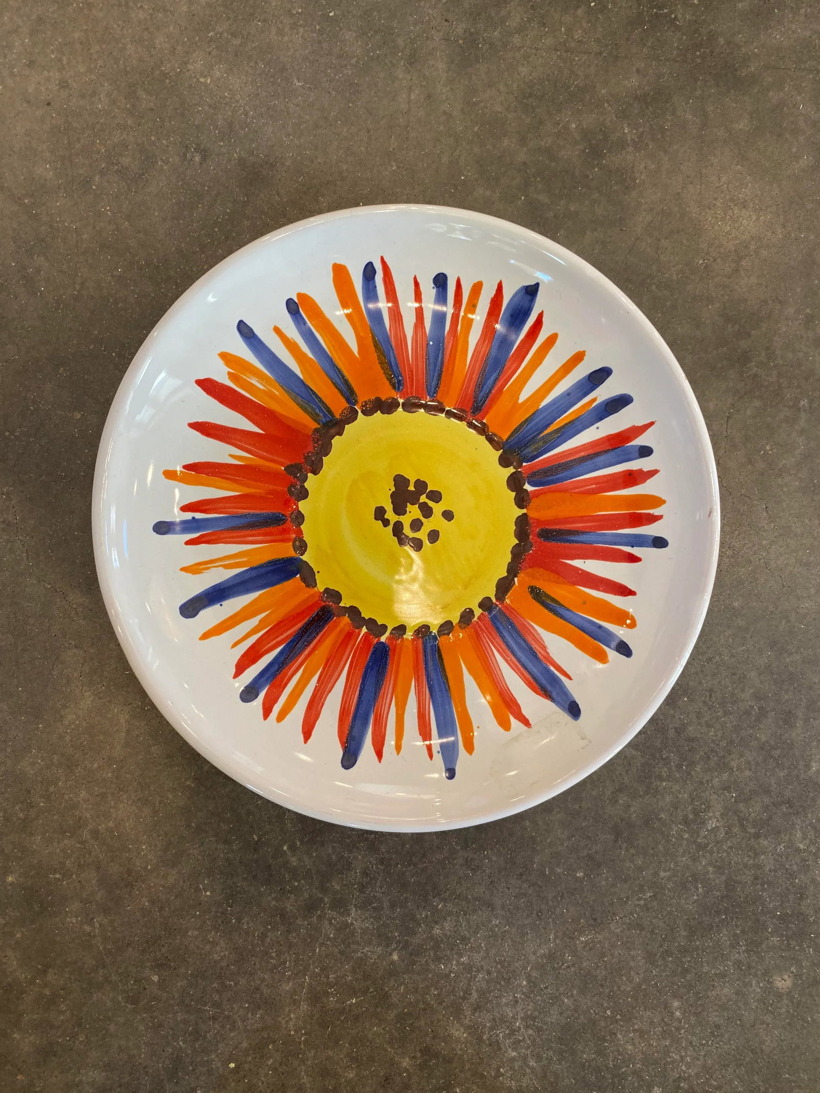 Vintage Mid Century Italian Floral Pottery Plate - 7