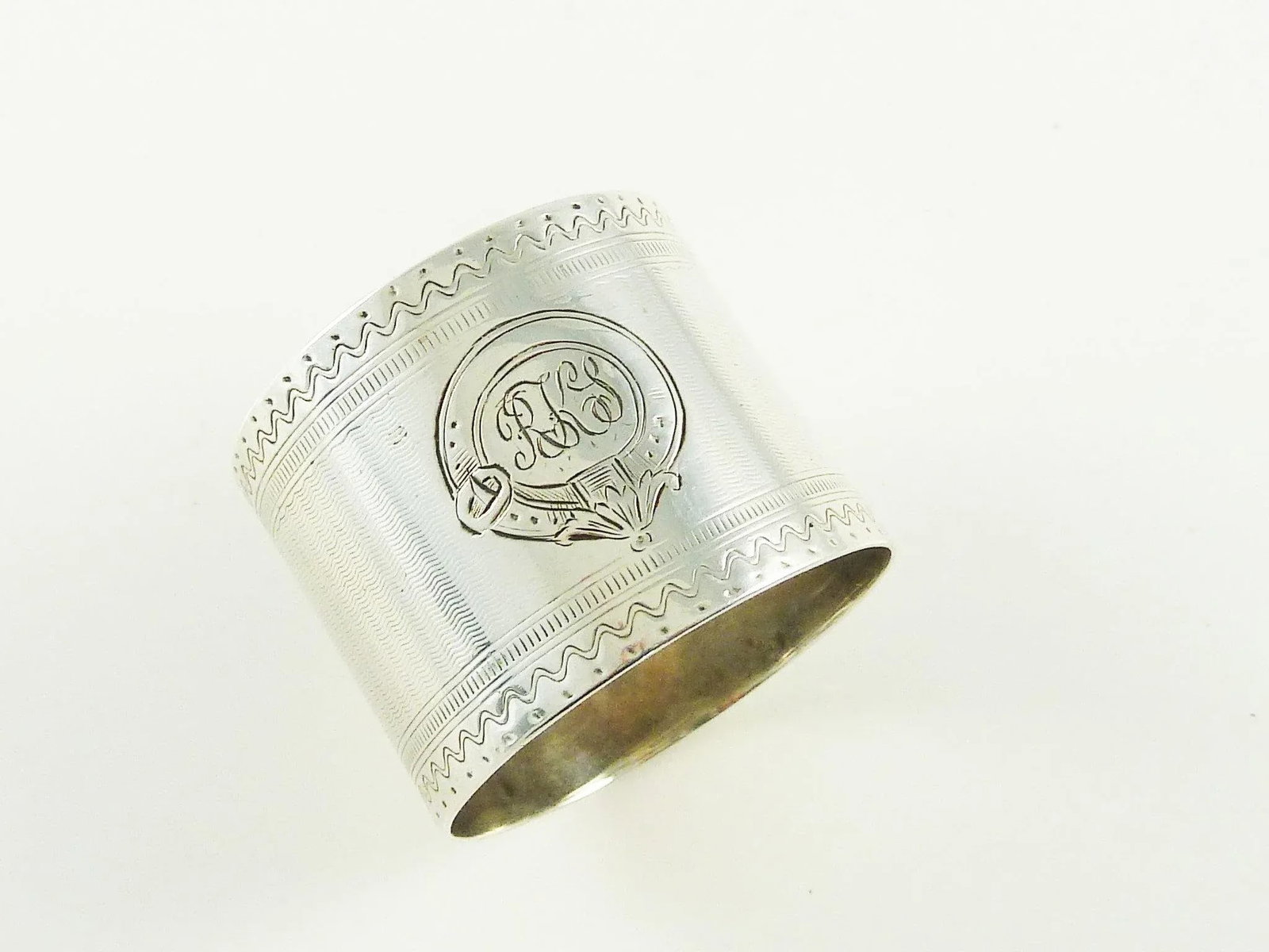 Antique Victorian Era Sterling Silver Childs Napkin Ring Christening Gift - 2