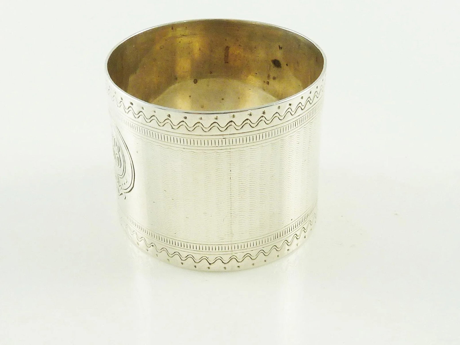 Antique Victorian Era Sterling Silver Childs Napkin Ring Christening Gift - 3