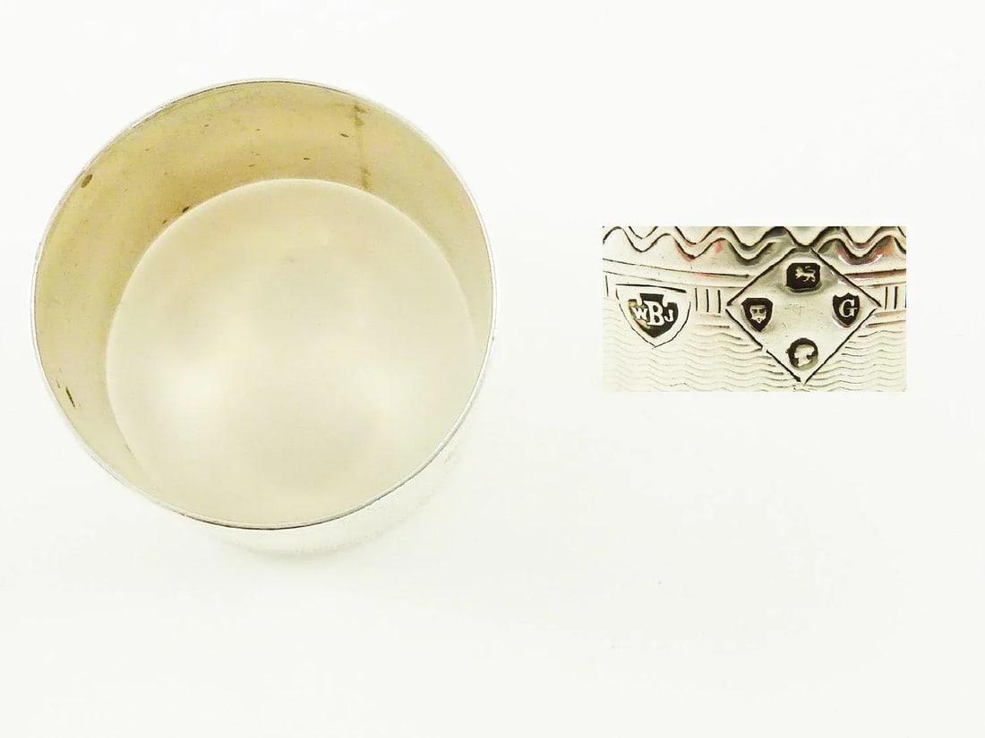 Antique Victorian Era Sterling Silver Childs Napkin Ring Christening Gift - 6