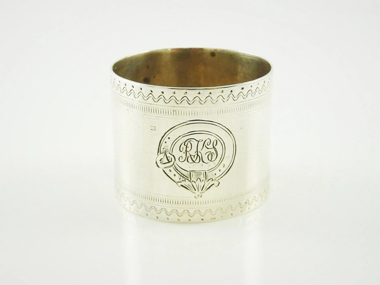 Antique Victorian Era Sterling Silver Childs Napkin Ring Christening Gift - 7