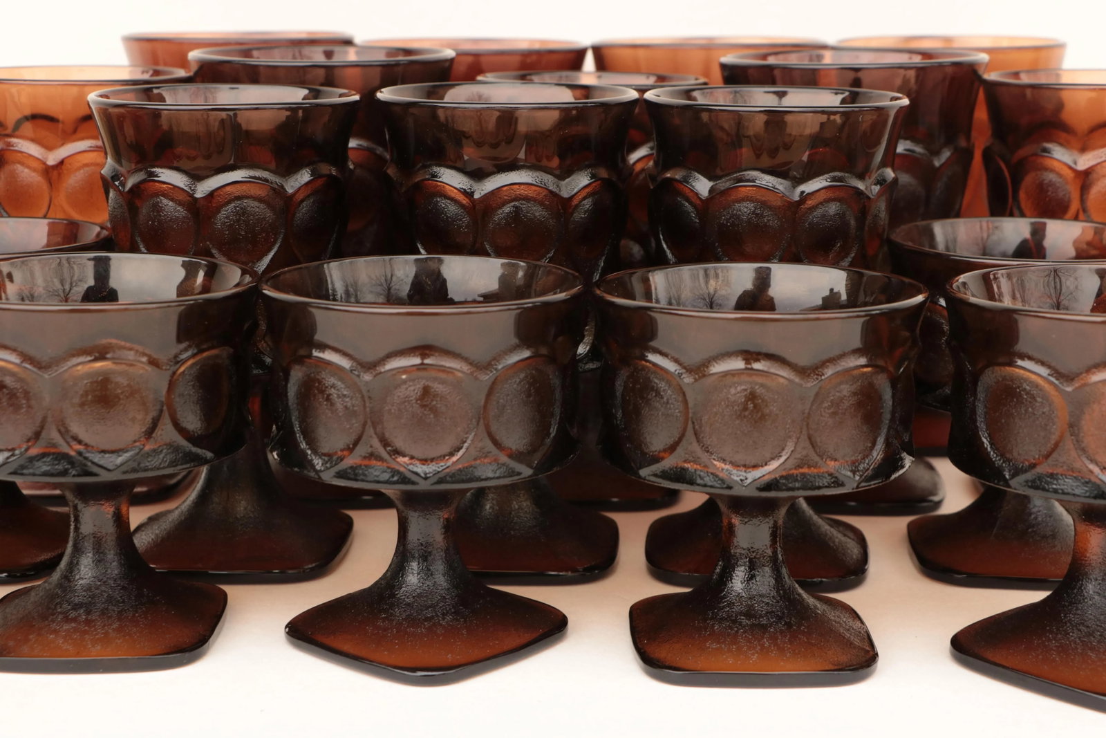 Noritake Spotlight Walnut Brown Glass Goblets - Set of 20 - 8