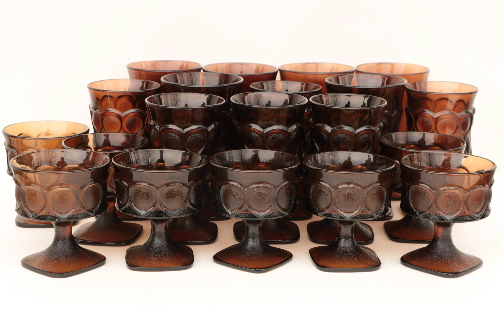Noritake Spotlight Walnut Brown Glass Goblets - Set of 20 - 9