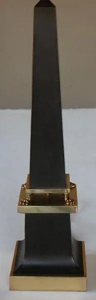 A Sleek French 1940's Black Painted Tole Obelisk-Form Lamp - 2