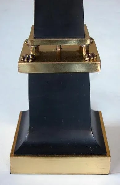 A Sleek French 1940's Black Painted Tole Obelisk-Form Lamp - 3
