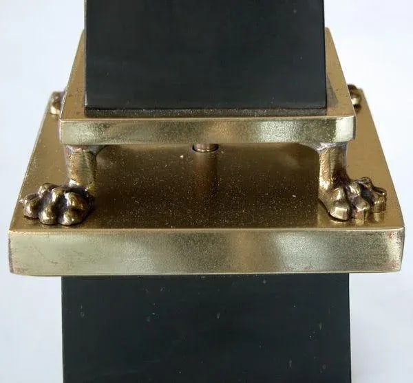 A Sleek French 1940's Black Painted Tole Obelisk-Form Lamp - 4