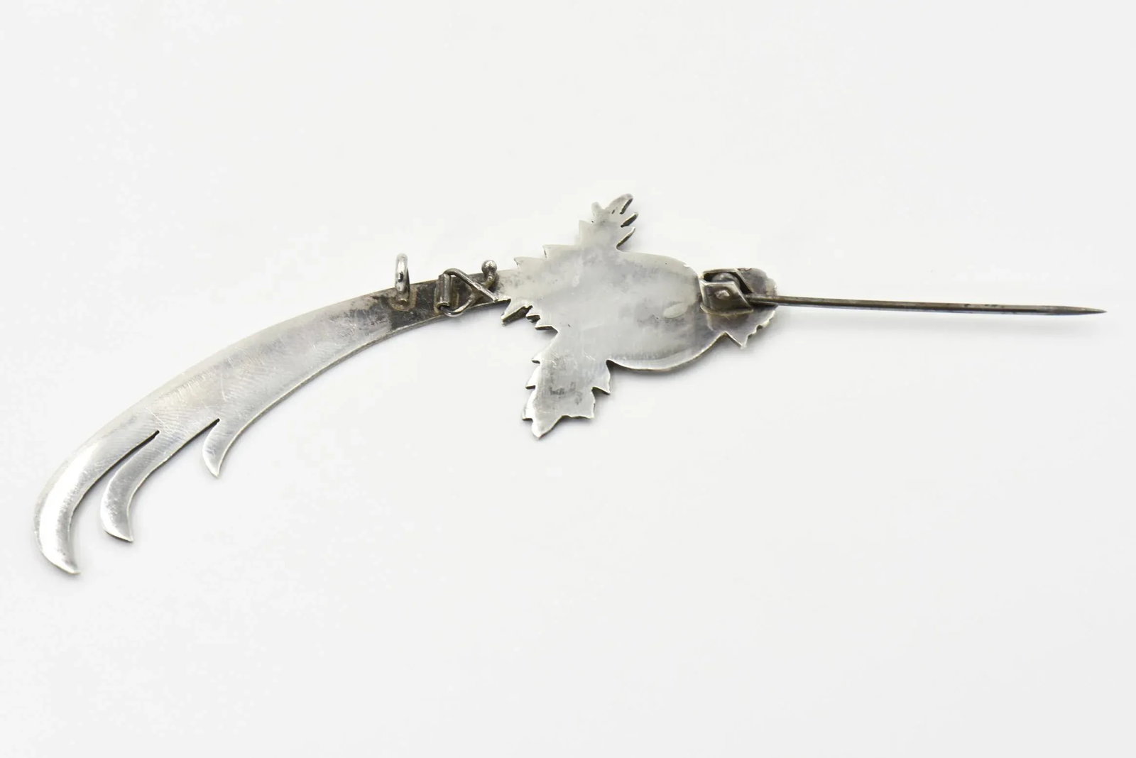 Highly Stylized Silver & Gold Bird Brooch - 3