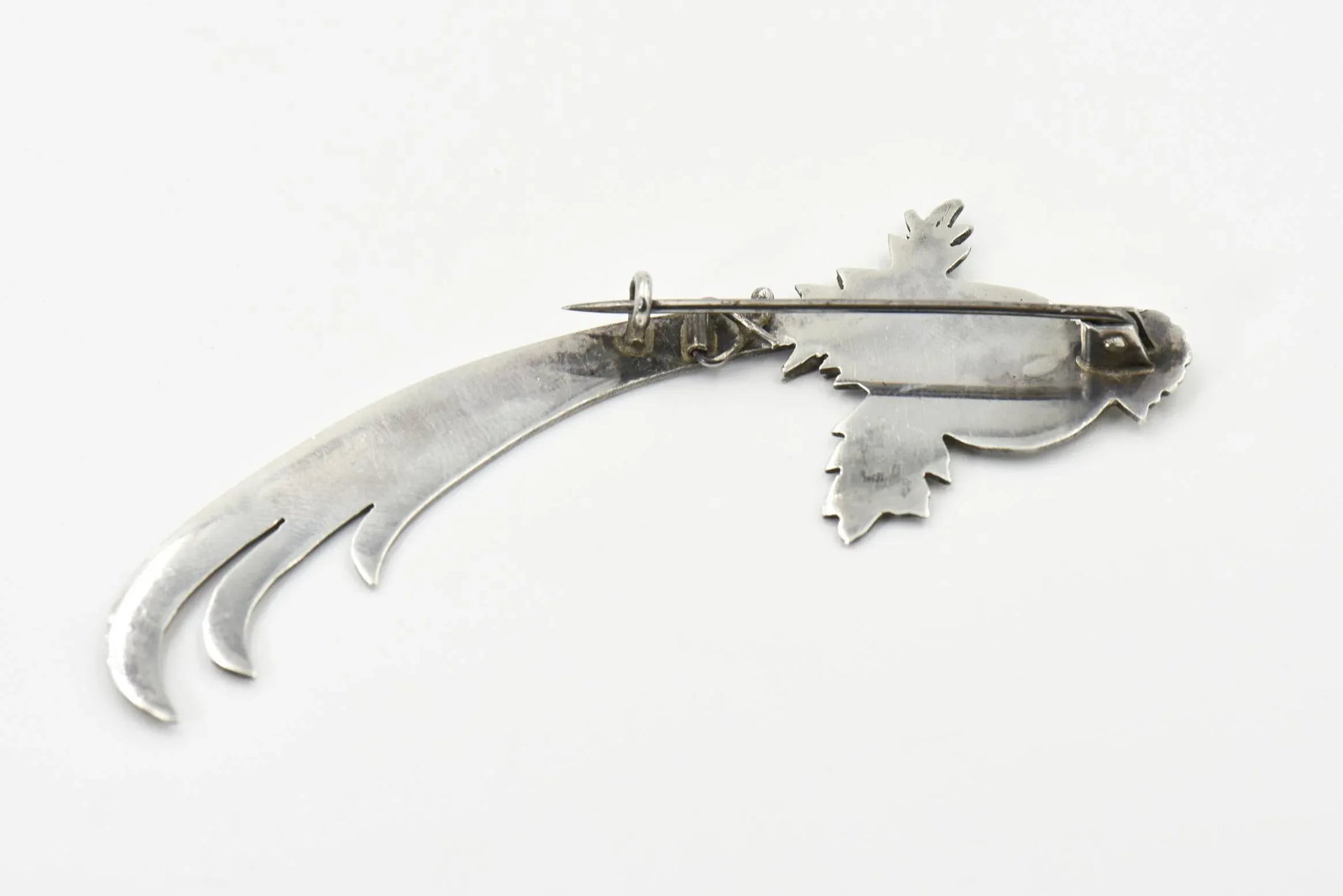 Highly Stylized Silver & Gold Bird Brooch - 4