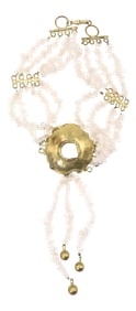 Rose Quartz & Goldtone Chocker Necklace