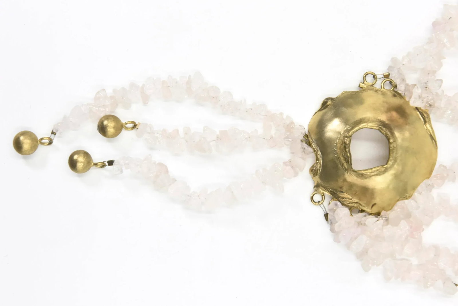 Rose Quartz & Goldtone Chocker Necklace - 3
