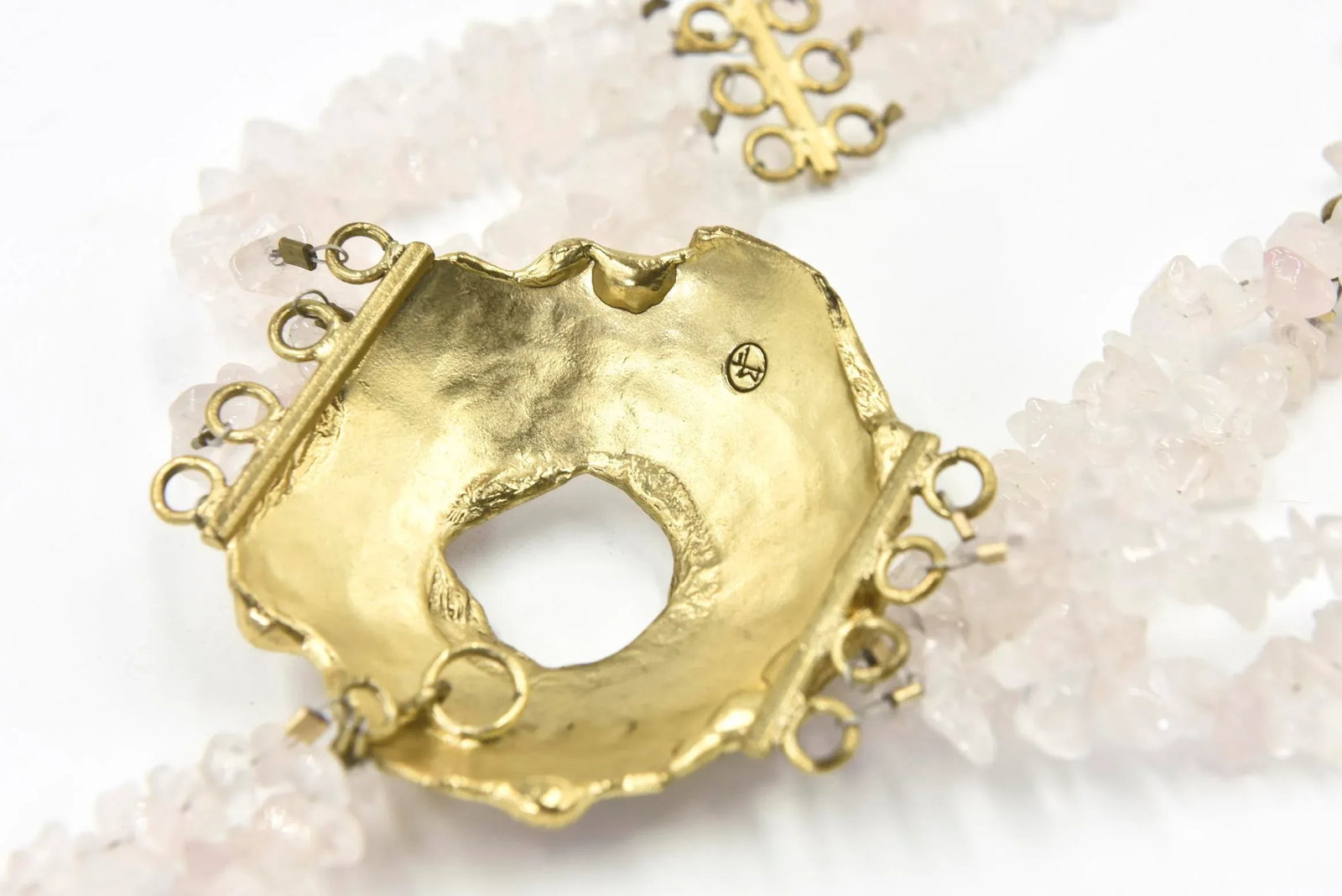 Rose Quartz & Goldtone Chocker Necklace - 6