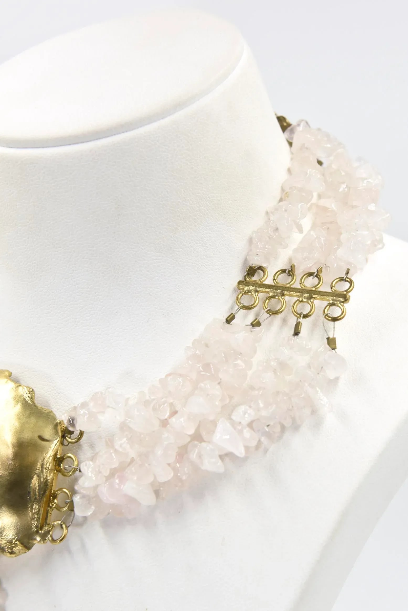Rose Quartz & Goldtone Chocker Necklace - 7